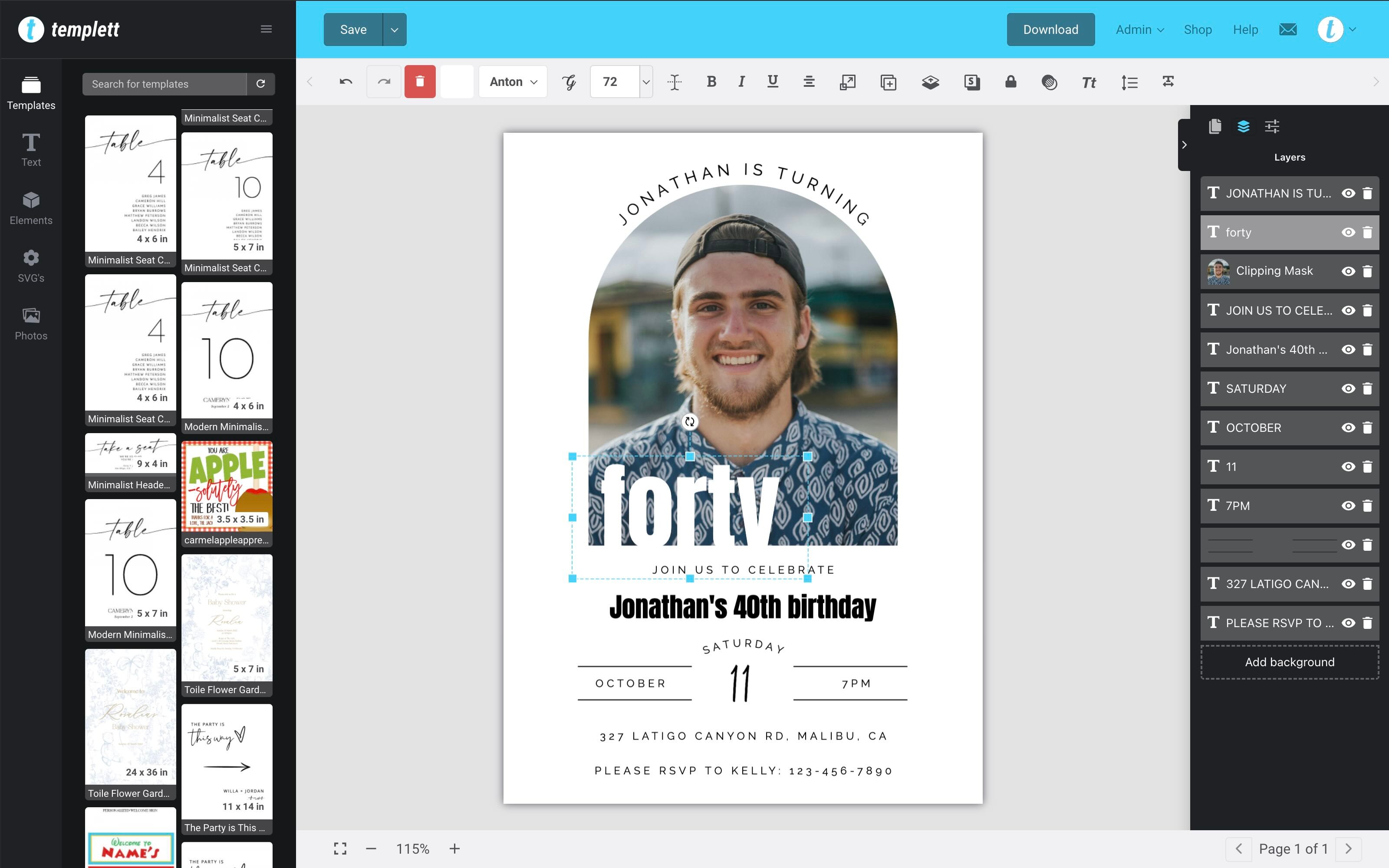 Templett – Invitation Card Product Designer with Etsy and Shopify integration